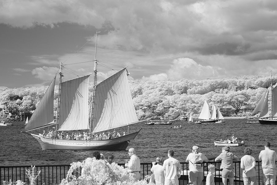 Infrared Photo of Spectators and Participants of the Gloucester Schooner Parade.